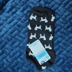 Liner Cotton Blend Socks with White Dog Pattern, New With Tags